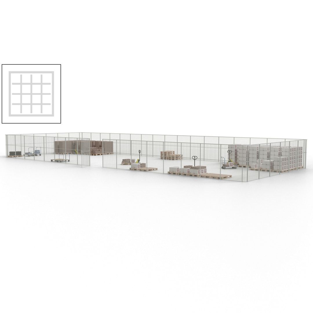 Maschinen Schutzgitter - Hallentrennwand - Sicherheitszaun - Tür - 69 m - 2.200 x 19.900 x 15.400 mm (HxBxT) - enzianblau