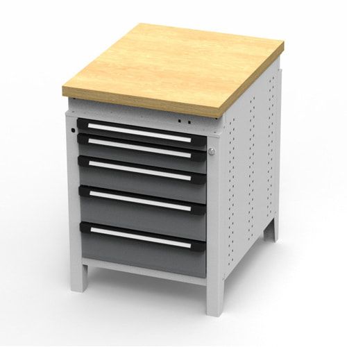OTTOKIND Werkbank - Arbeitsplatte bündig - 850 x 605 x 750 mm (HxBxT) - 5 Schubladen - lichtgrau