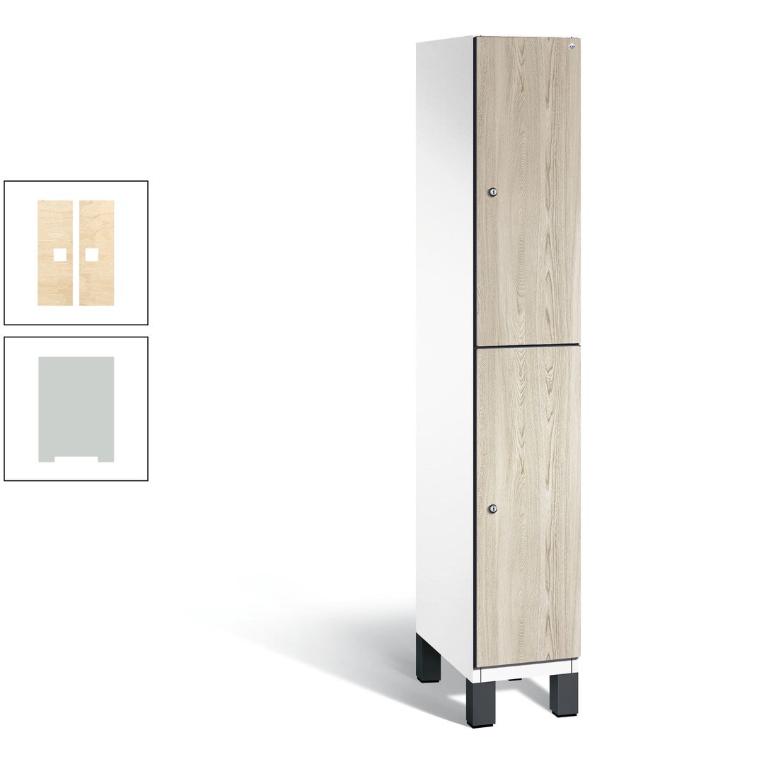 Fächerschrank, Garderobenschrank, mit Füßen, 1 Abteile, 1.980 x 300 x 525 mm (HxBxT), Korpus anthrazitgrau, Tür Donau-Ahorn