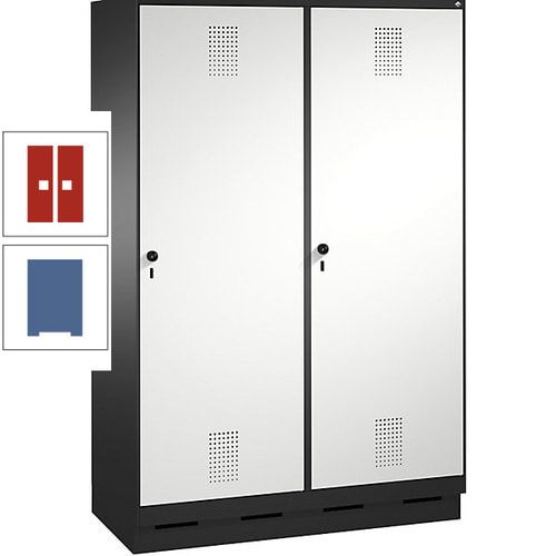 Doppel-Spind, Garderobenschrank, 2 Türen für 4 Abteile a 300 mm, Korpus anthrazitgrau, Türen anthrazitgrau, 1.800 x 1.200 x 500 mm (HxBxT)