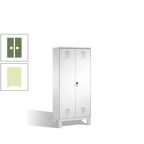 Doppel-Spind, Doppeltüren, Garderobenschrank mit Füßen, 2 Abteile a 400 mm, Korpus anthrazitgrau, Tür anthrazitgrau, 1.850 x 800 x 500 mm (HxBxT)