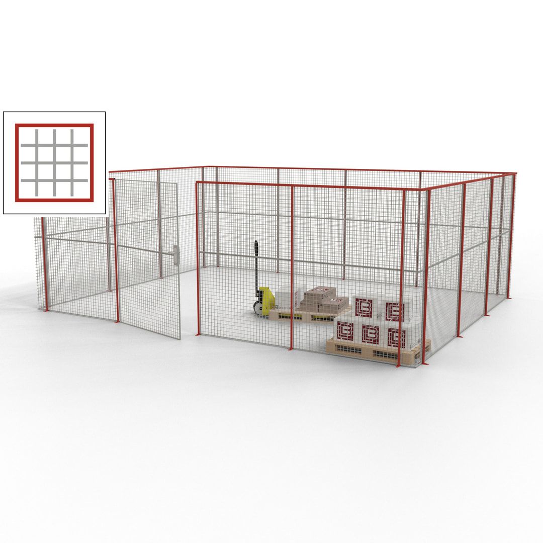 Maschinen Schutzgitter - Hallentrennwand - Sicherheitszaun - Tür - 21 m - 2.200 x 6.400 x 4.900 mm (HxBxT) - enzianblau