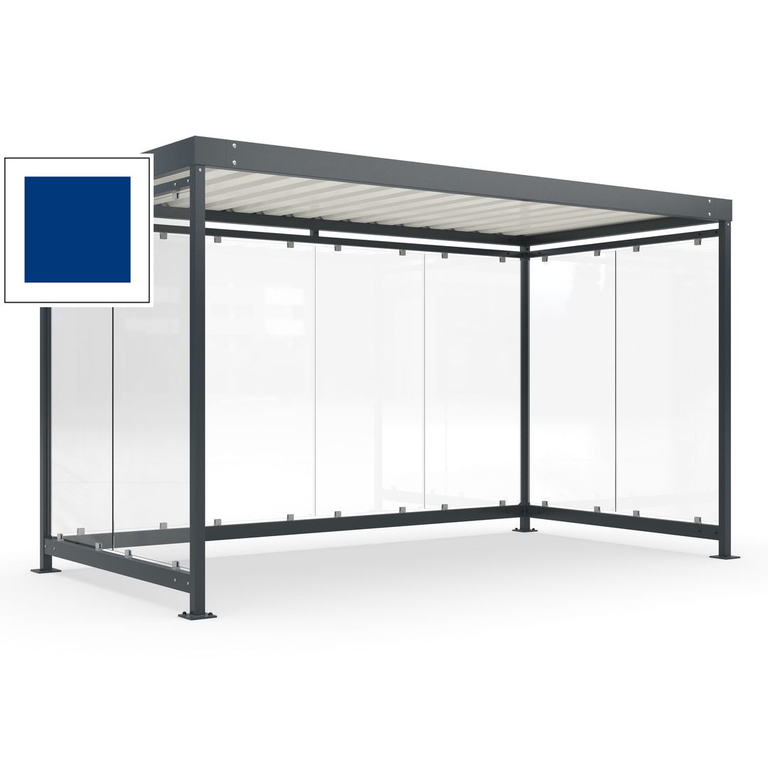 Fahrradunterstand, Fahrgastunterstand, Bushaltestelle, Bausatz, 12-13 Personen, 2.510 x 4.195 x 2.165 mm (HxBxT), 8 Wände, Achatgrau