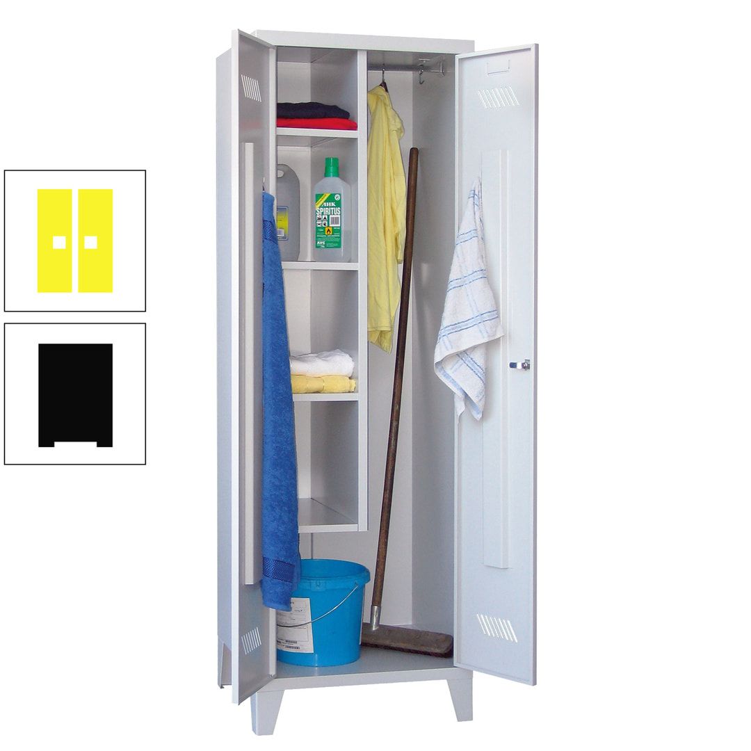 Putzschrank mit Füßen - 1 Abteil mit Trennwand - 1.850x600x500 mm (HxBxT) - Drehriegel - anthrazitgrau