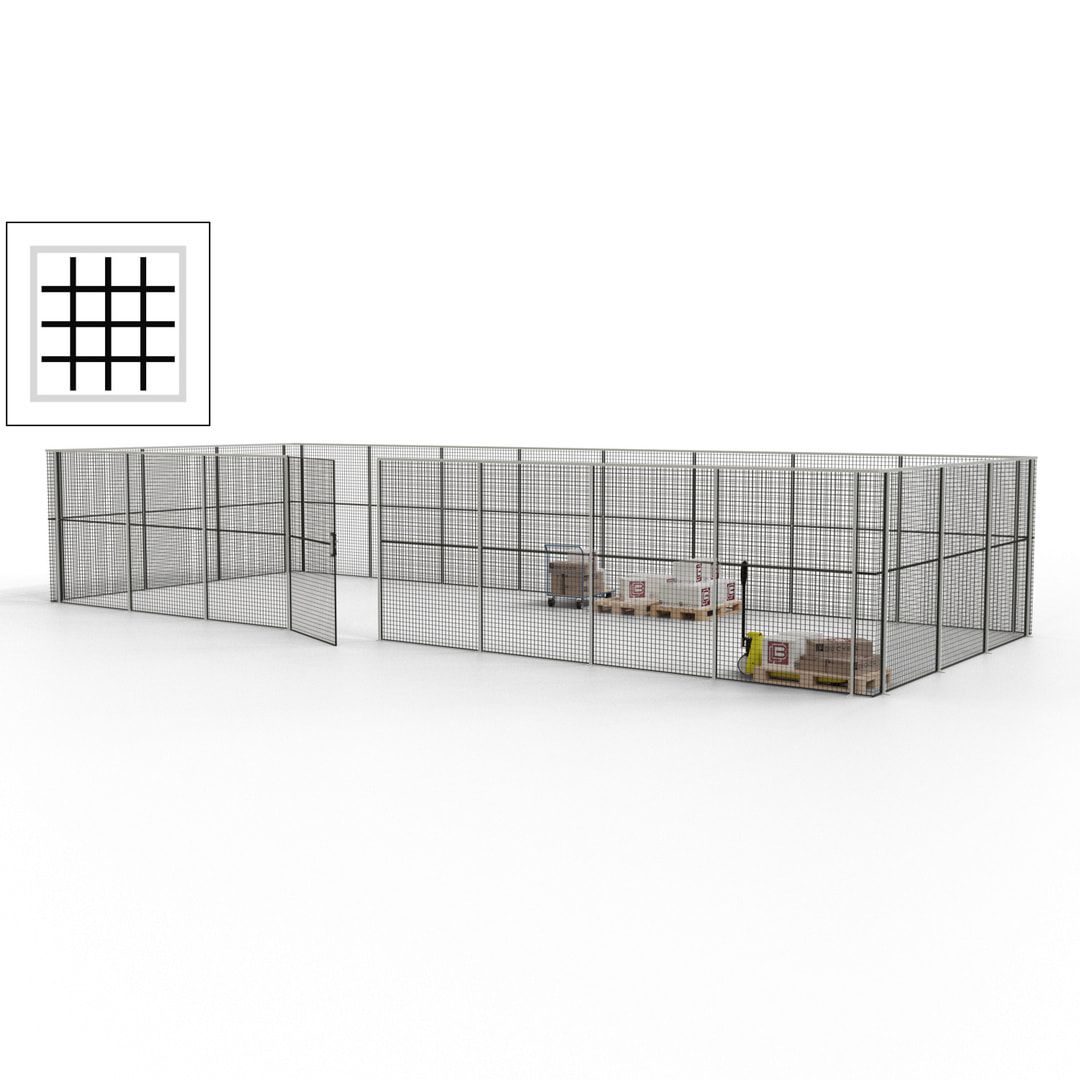 Maschinen Schutzgitter - Hallentrennwand - Sicherheitszaun - Tür - 33 m - 2.200 x 12.400 x 4.900 mm (HxBxT) - enzianblau