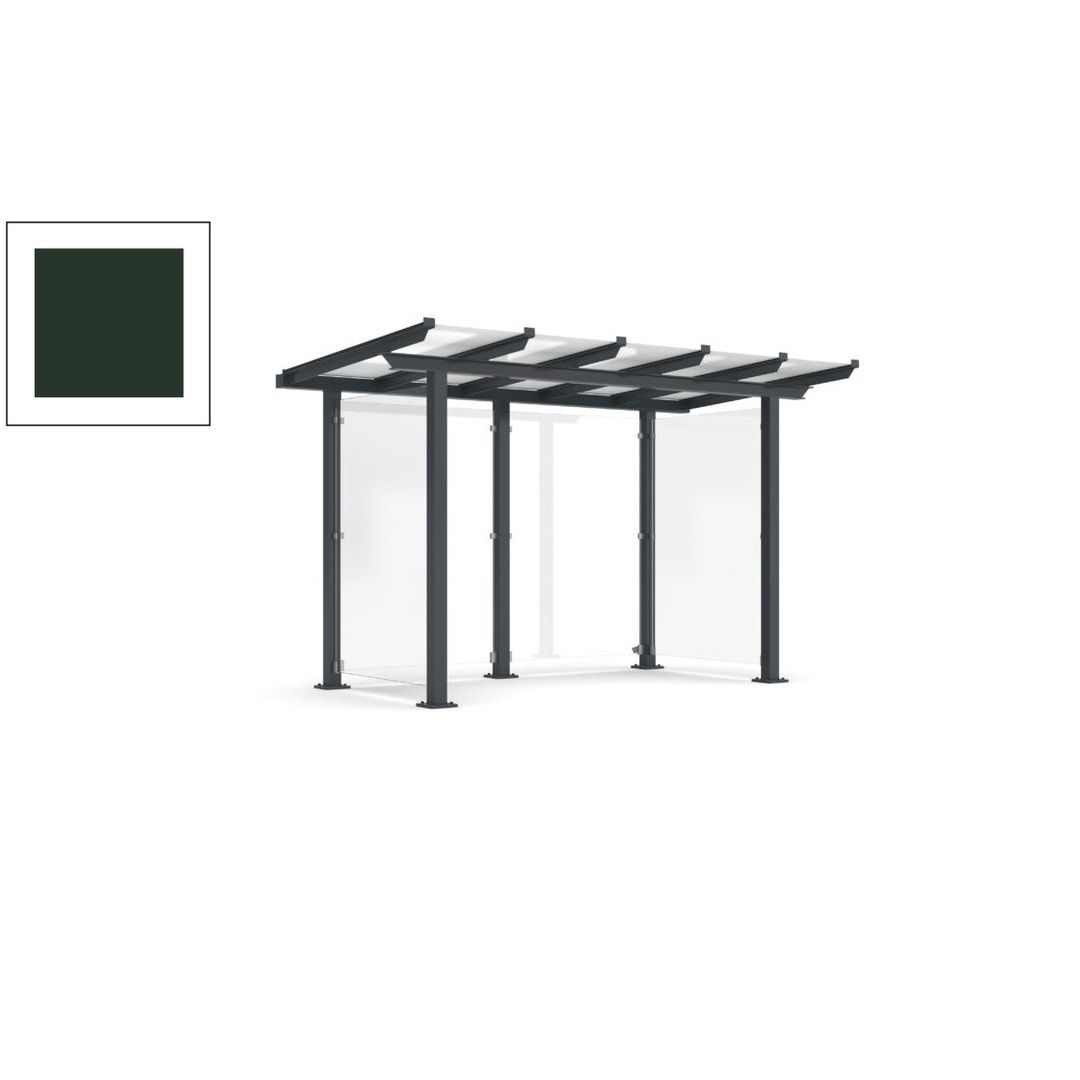 Unterstand mit Pultdach und Sicherheitsglas - feuerverzinkt und farbbeschichtet - 2.435 x 3.850 x 2.090 (HxBxT) - Farbe Achatgrau