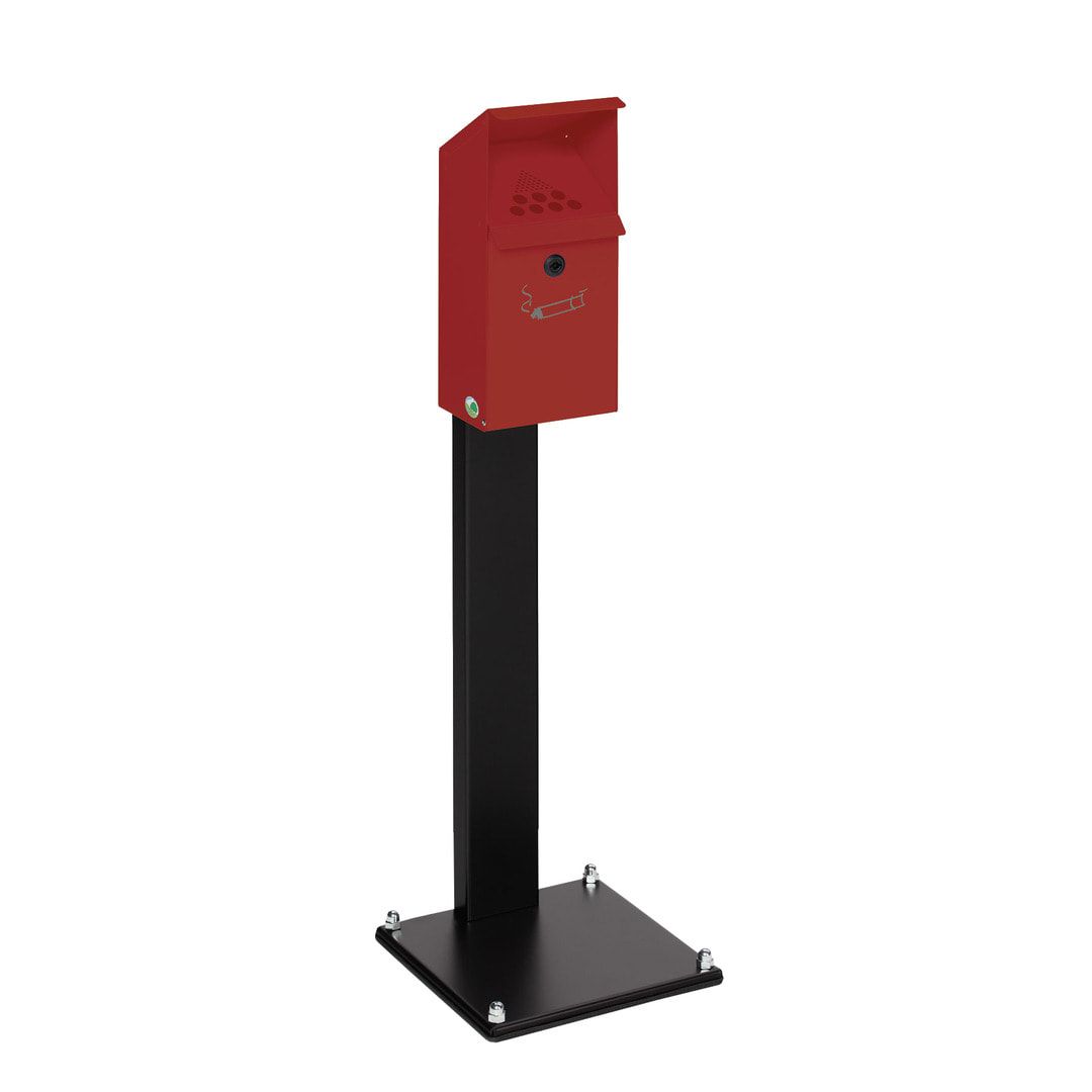 Standaschenbecher mit Schutzdach, 4 l Volumen, Standascher, 1.100 x 310 x 310 mm (HxBxT), Ascher, Turmaschenbecher, Antik-silber
