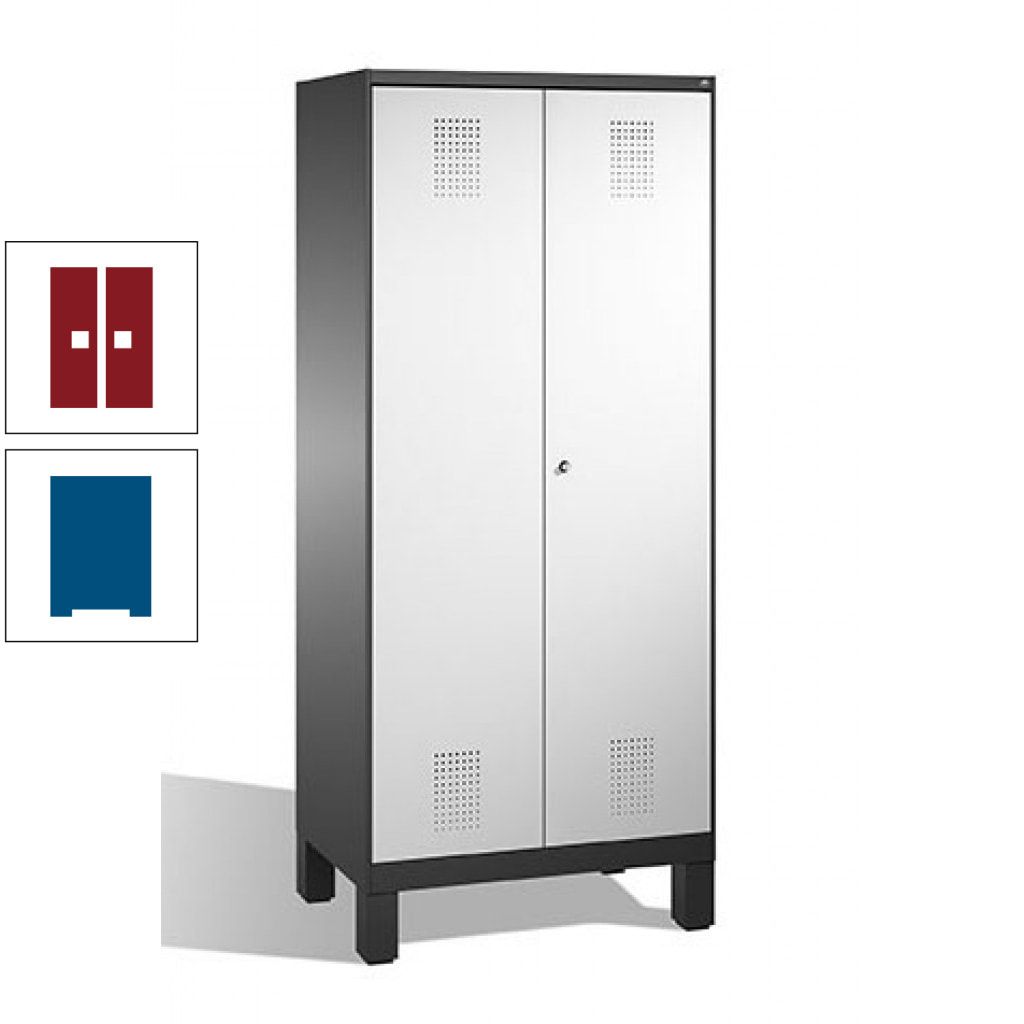 Mehrzweckschrank, Doppeltüren, auf Füßen, 2 Abteile a 400 mm, Korpus anthrazitgrau, Tür anthrazitgrau, 1.850 x 800 x 500 mm (HxBxT)
