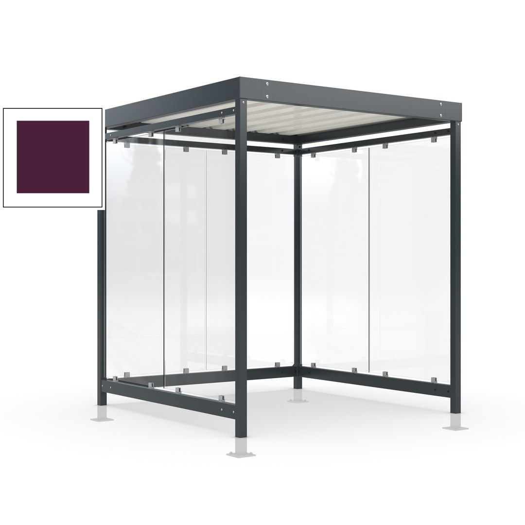 Raucherunterstand, Bushaltestelle, Bausatz, mit Überpflasterung, 6-7 Personen, 6 Wände, 2.440 x 2.165 x 2.165 mm (HxBxT), Achatgrau