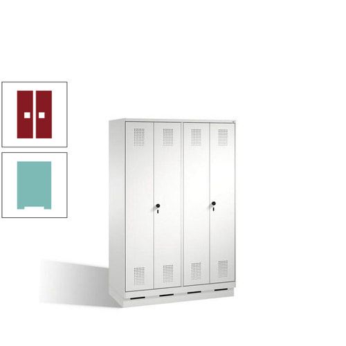Doppel-Spind, Doppeltüren, Garderobenschrank mit Sockel, 4 Abteile a 300 mm, Korpus anthrazitgrau, Tür anthrazitgrau, 1.800 x 1.200 x 500 mm (HxBxT)