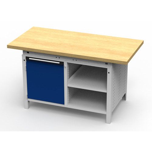 OTTOKIND Werkbank - bündige Arbeitsplatte - 850 x 1.150 x 750 mm (HxBxT) - Schrank - 2 Ablageböden - lichtgrau