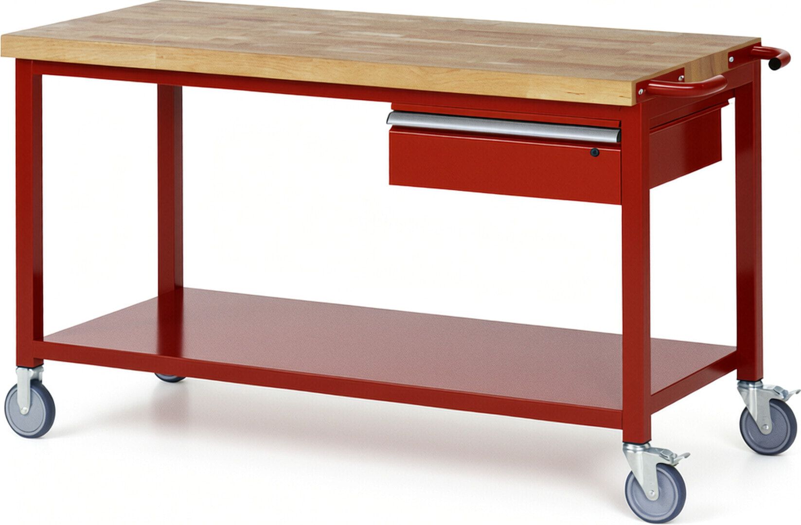 Mobile Werkbank mit Ablageboden - 1 Schublade - 150:1 - höhenverstellbar 880-1.080 mm - 1.500 x 700 mm (BxT) - 450 kg - Anthrazitgrau