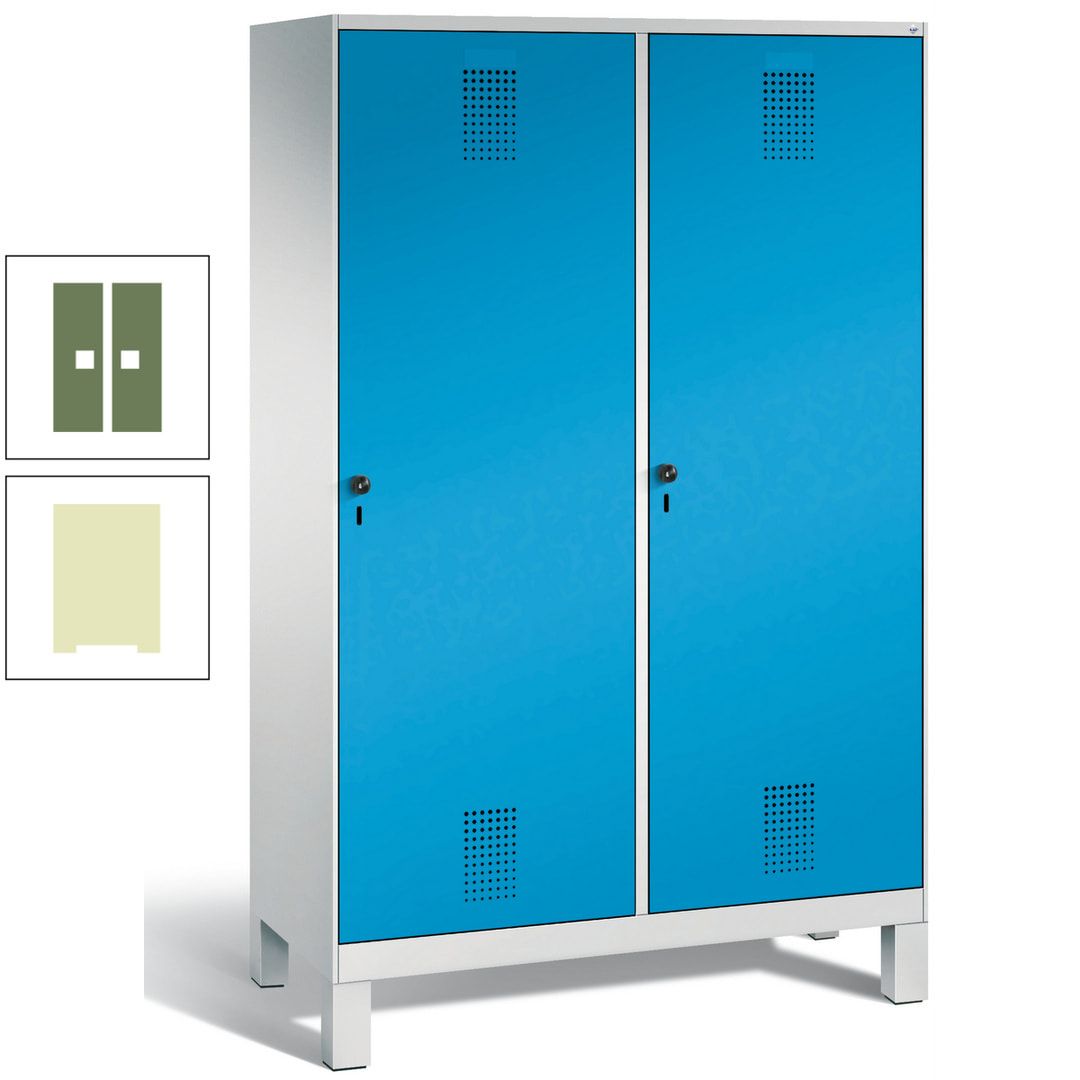 Doppel-Spind, Garderobenschrank, 2 Türen für 4 Abteile a 300 mm, Korpus anthrazitgrau, Türen anthrazitgrau, 1.850 x 1.200 x 500 mm (HxBxT)