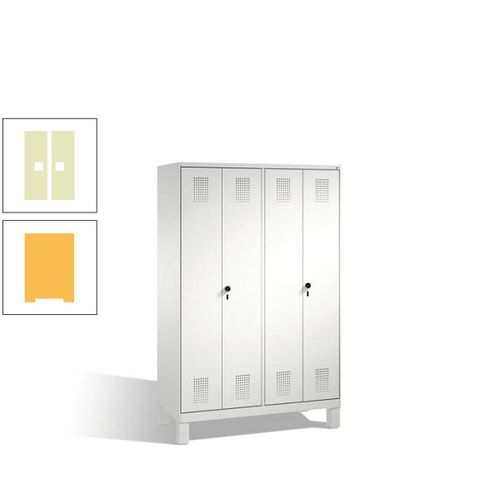 Doppel-Spind, Doppeltüren, Garderobenschrank mit Füßen, 4 Abteile a 300 mm, Korpus anthrazitgrau, Tür anthrazitgrau, 1.850 x 1.200 x 500 mm (HxBxT)