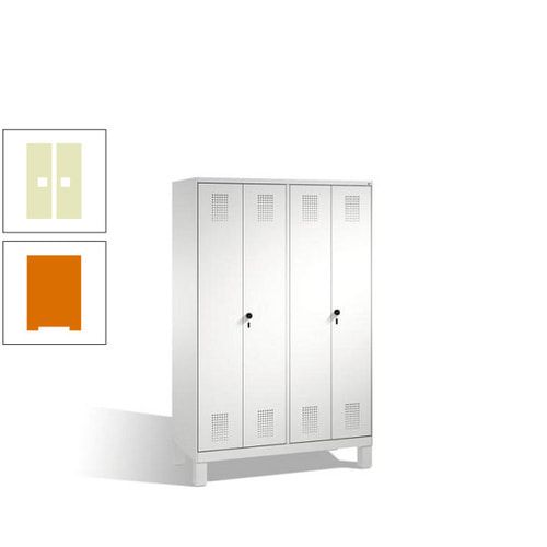 Doppel-Spind, Doppeltüren, Garderobenschrank mit Füßen, 4 Abteile a 300 mm, Korpus anthrazitgrau, Tür anthrazitgrau, 1.850 x 1.200 x 500 mm (HxBxT)