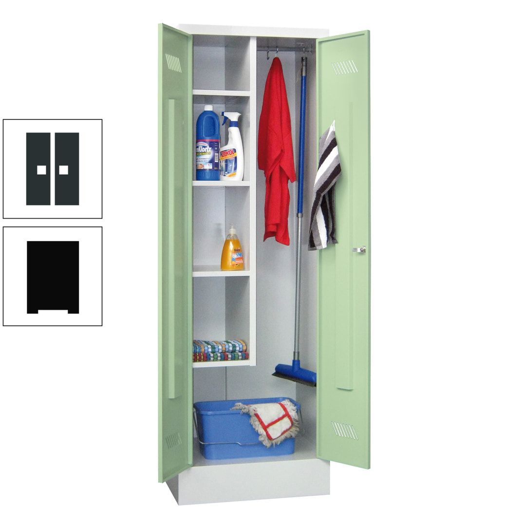 Putzschrank mit Sockel - 1 Abteil mit Trennwand - 1.850x600x500 mm (HxBxT) - Drehriegel - anthrazitgrau