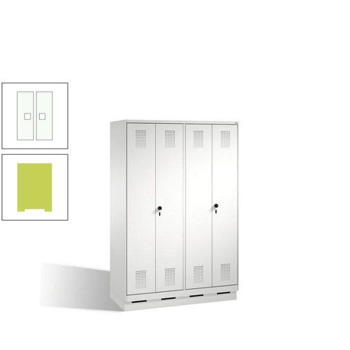 Doppel-Spind, Doppeltüren, Garderobenschrank mit Sockel, 4 Abteile a 300 mm, Korpus anthrazitgrau, Tür anthrazitgrau, 1.800 x 1.200 x 500 mm (HxBxT)