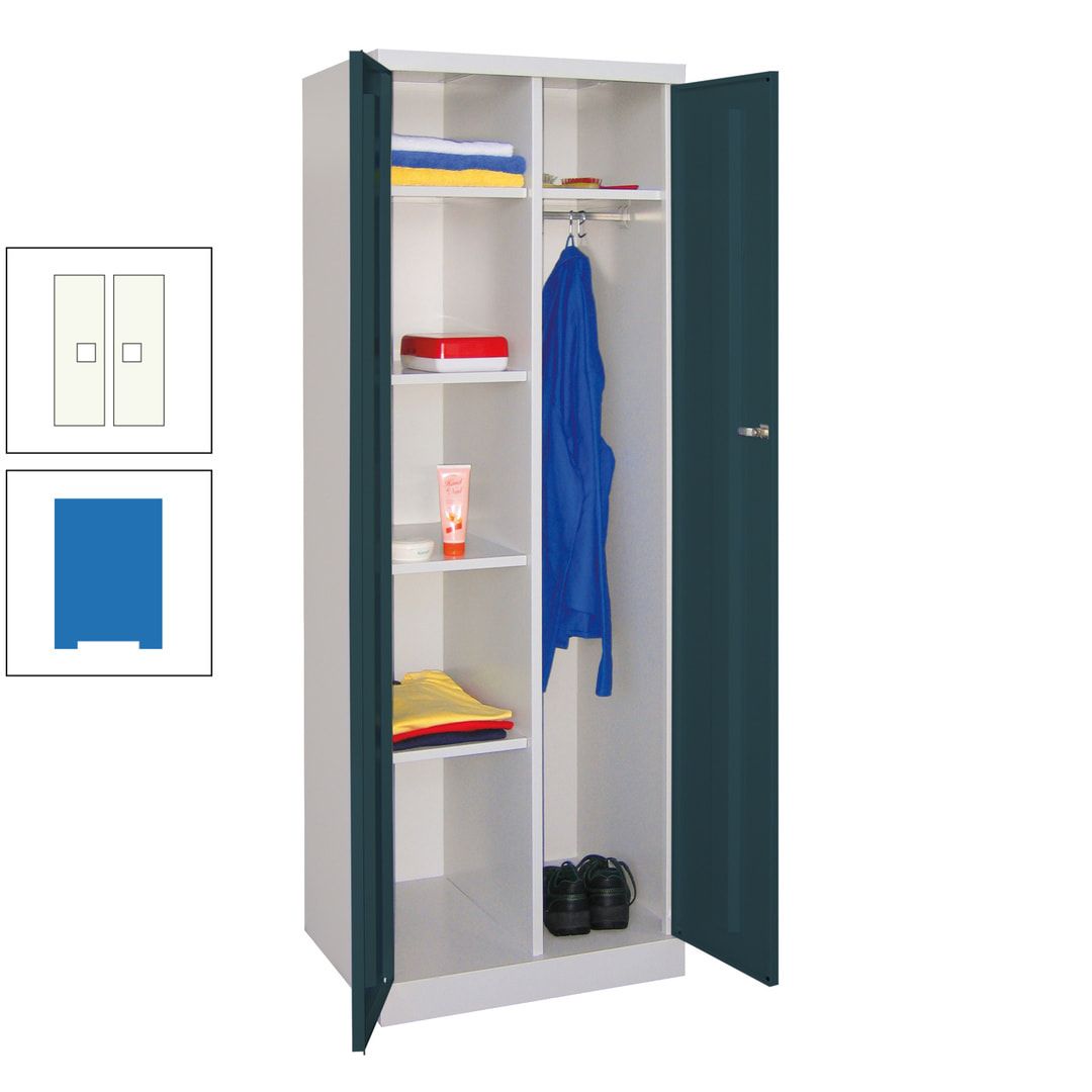 Kleiderschrank mit Sockel - Spind - 1 Abteil mit Trennwand - 1.800x600x500 mm (HxBxT) - Zylinderschloss - anthrazitgrau