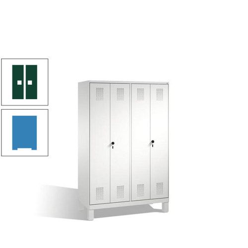 Doppel-Spind, Doppeltüren, Garderobenschrank mit Füßen, 4 Abteile a 300 mm, Korpus anthrazitgrau, Tür anthrazitgrau, 1.850 x 1.200 x 500 mm (HxBxT)