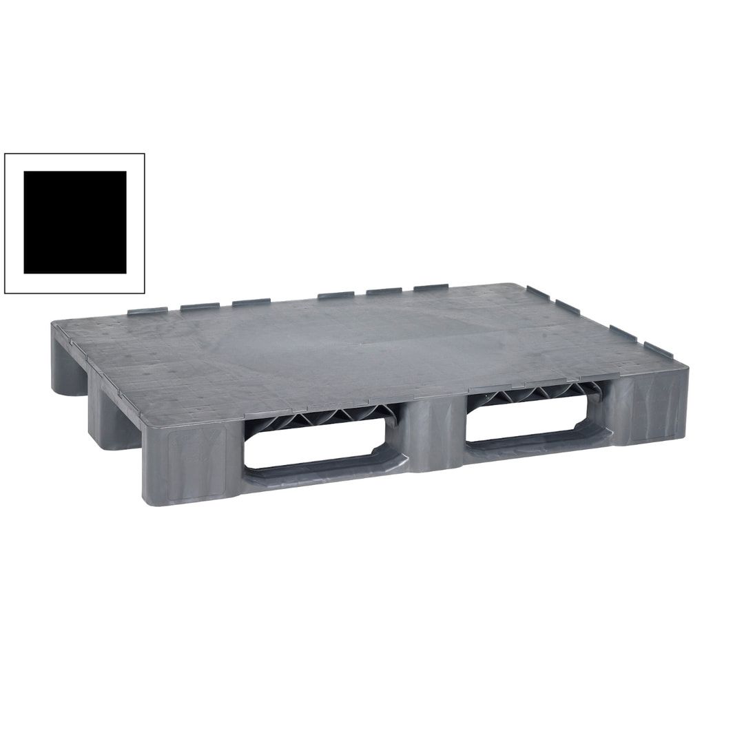 Kunststoff Palette mit Rand - Polyethylen (PE-RE) - Eisenverstärkung - Traglast 2.500 kg - 165 x 800 x 1.200 mm (HxBxT) - grau