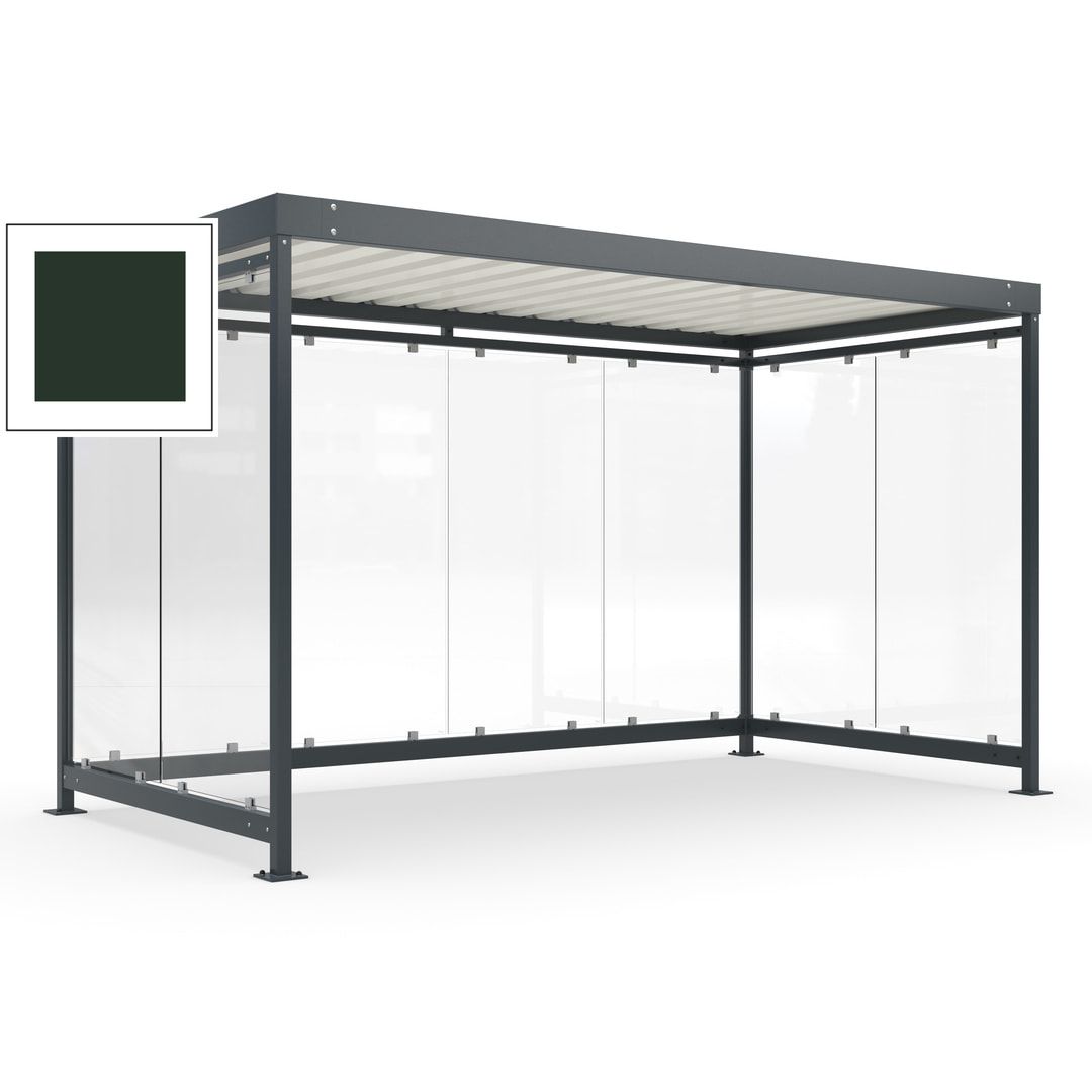 Fahrradunterstand, Fahrgastunterstand, Bushaltestelle, Bausatz, 12-13 Personen, 2.510 x 4.195 x 2.165 mm (HxBxT), 8 Wände, Achatgrau