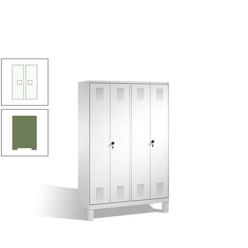 Doppel-Spind, Doppeltüren, Garderobenschrank mit Füßen, 4 Abteile a 300 mm, Korpus anthrazitgrau, Tür anthrazitgrau, 1.850 x 1.200 x 500 mm (HxBxT)