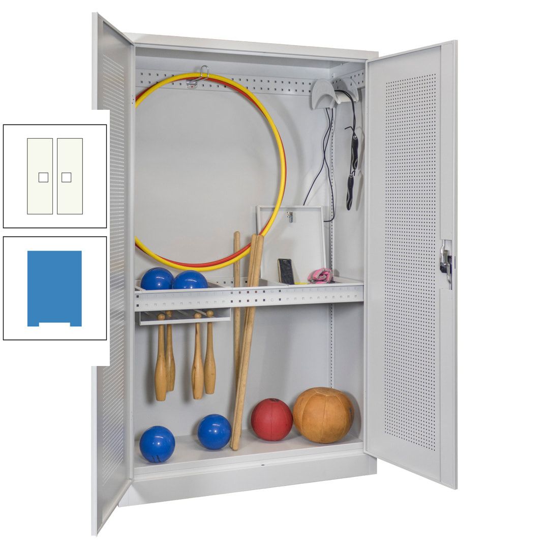 Sportschrank - Lochfeldtüren - Variante 1 - 1.950x1.200x500 mm (HxBxT) - anthrazitgrau