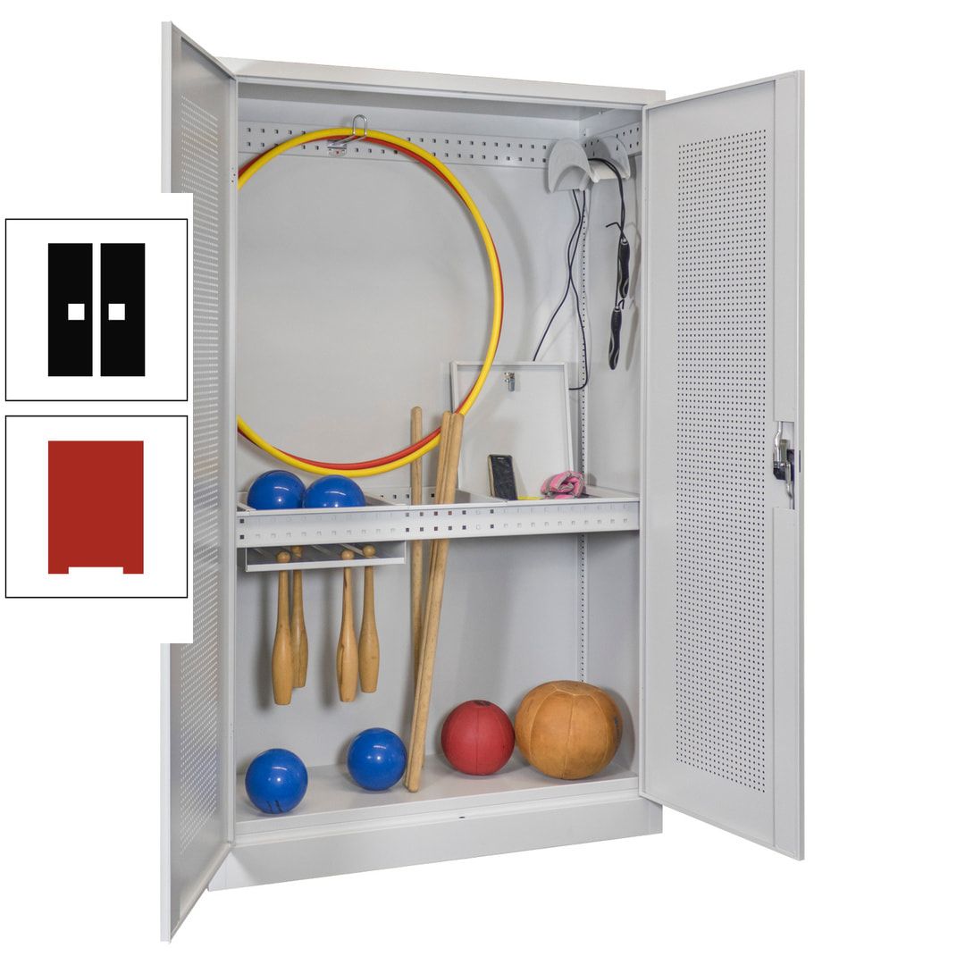 Sportschrank - Lochfeldtüren - Variante 1 - 1.950x1.200x500 mm (HxBxT) - anthrazitgrau