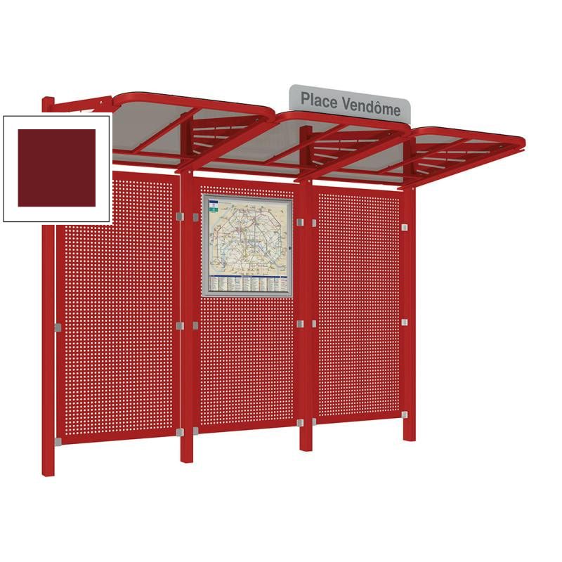 Buswartehalle - Unterstand - Stahlblech Rückwand - Fahrplankasten - Haltestellenschild - 2.200 x 3.000 x 1.500 mm (HxBxT) - enzianblau
