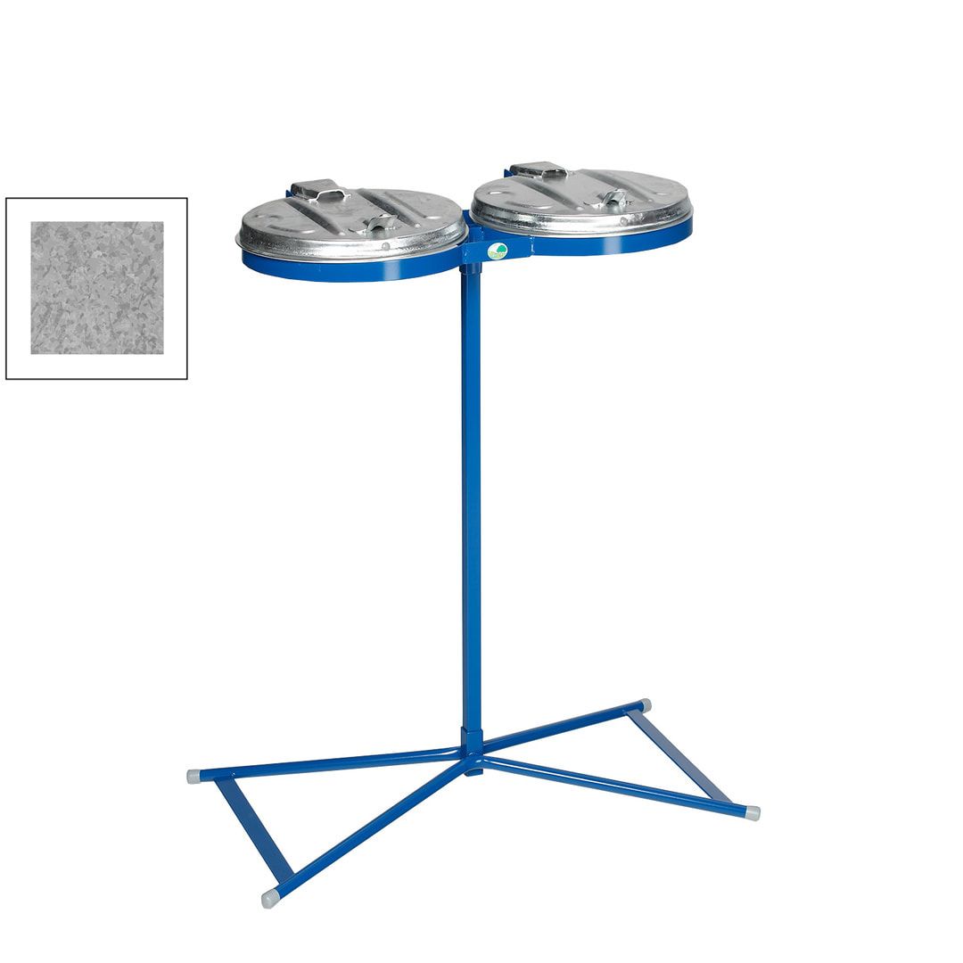 Müllsackhalter zur Wandmontage - für einen 120 l Sack - 400 x 510 mm (BxT) - enzianblau - Deckel Feuerverzinkt