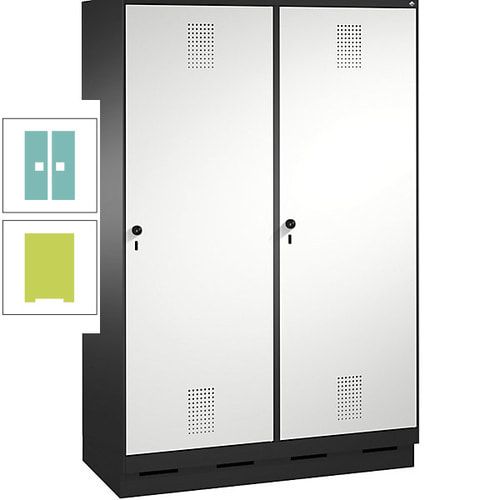 Doppel-Spind, Garderobenschrank, 2 Türen für 4 Abteile a 300 mm, Korpus anthrazitgrau, Türen anthrazitgrau, 1.800 x 1.200 x 500 mm (HxBxT)