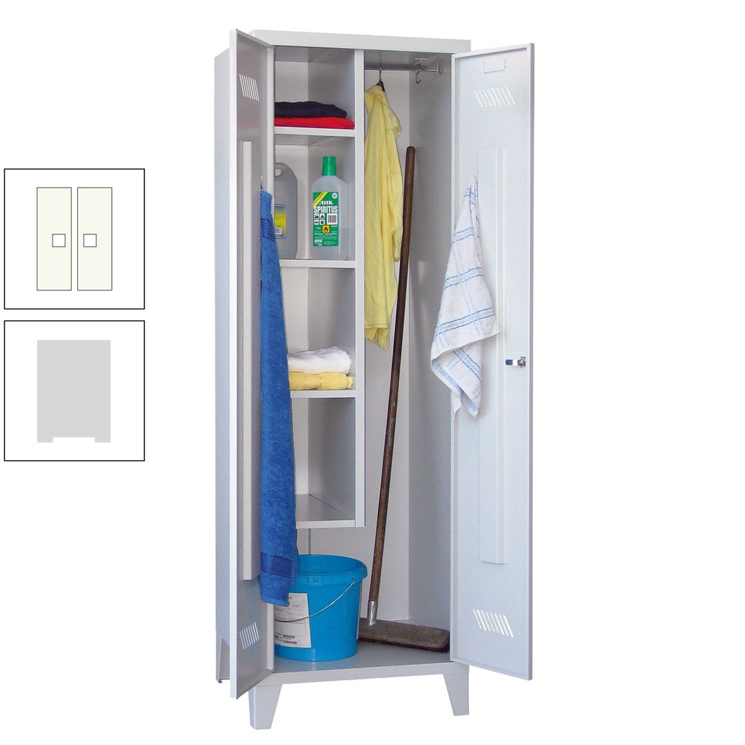 Putzschrank mit Füßen - 1 Abteil mit Trennwand - 1.850x600x500 mm (HxBxT) - Drehriegel - anthrazitgrau
