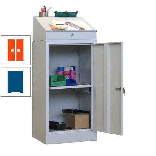 Stehpult mit Schrank - Vollblechtür - Zylinderschloss - 1 Ausziehboden - 1.270x500x500 mm (HxBxT) - anthrazitgrau