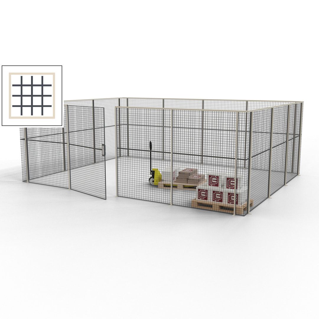Maschinen Schutzgitter - Hallentrennwand - Sicherheitszaun - Tür - 21 m - 2.200 x 6.400 x 4.900 mm (HxBxT) - enzianblau