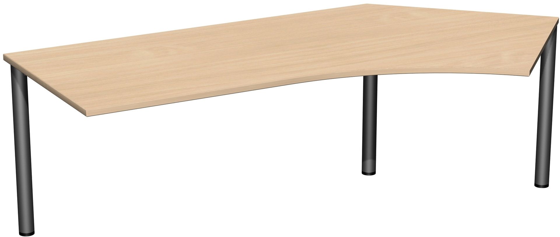 Winkel-Schreibtisch - Winkel rechts - 4-Fuß Flex - 720 x 2.166 x 1.130 mm (HxBxT) - Gestell anthrazit - Ahorn