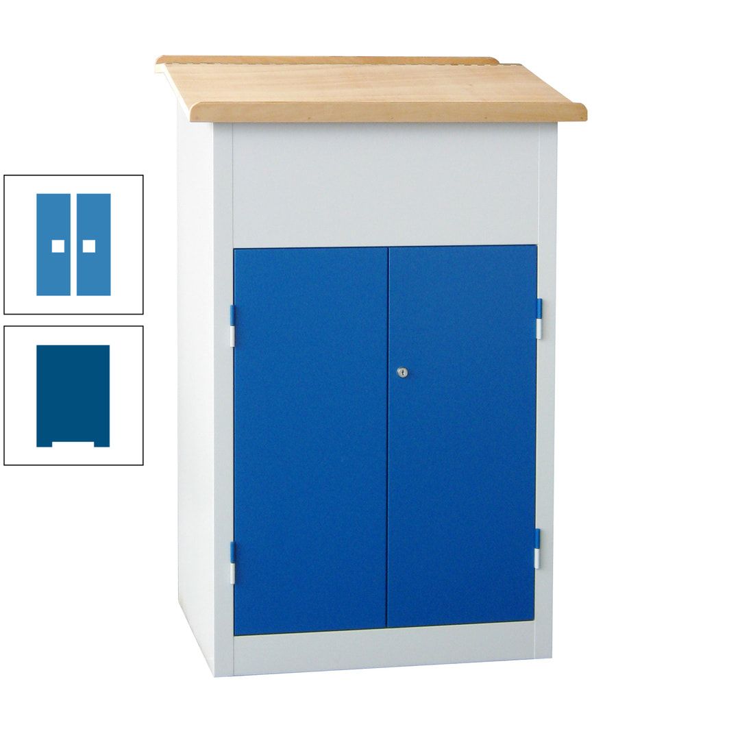 Stehpult mit Schrank - Vollblechtür - Zylinderschloss - 2 Böden - 1.200 x 700 x 600 mm (HxBxT) - anthrazitgrau
