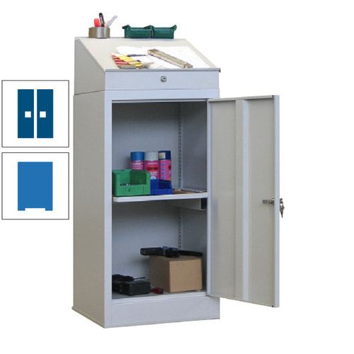 Stehpult mit Schrank - Vollblechtür - Zylinderschloss - 1 Ausziehboden - 1.270x500x500 mm (HxBxT) - anthrazitgrau