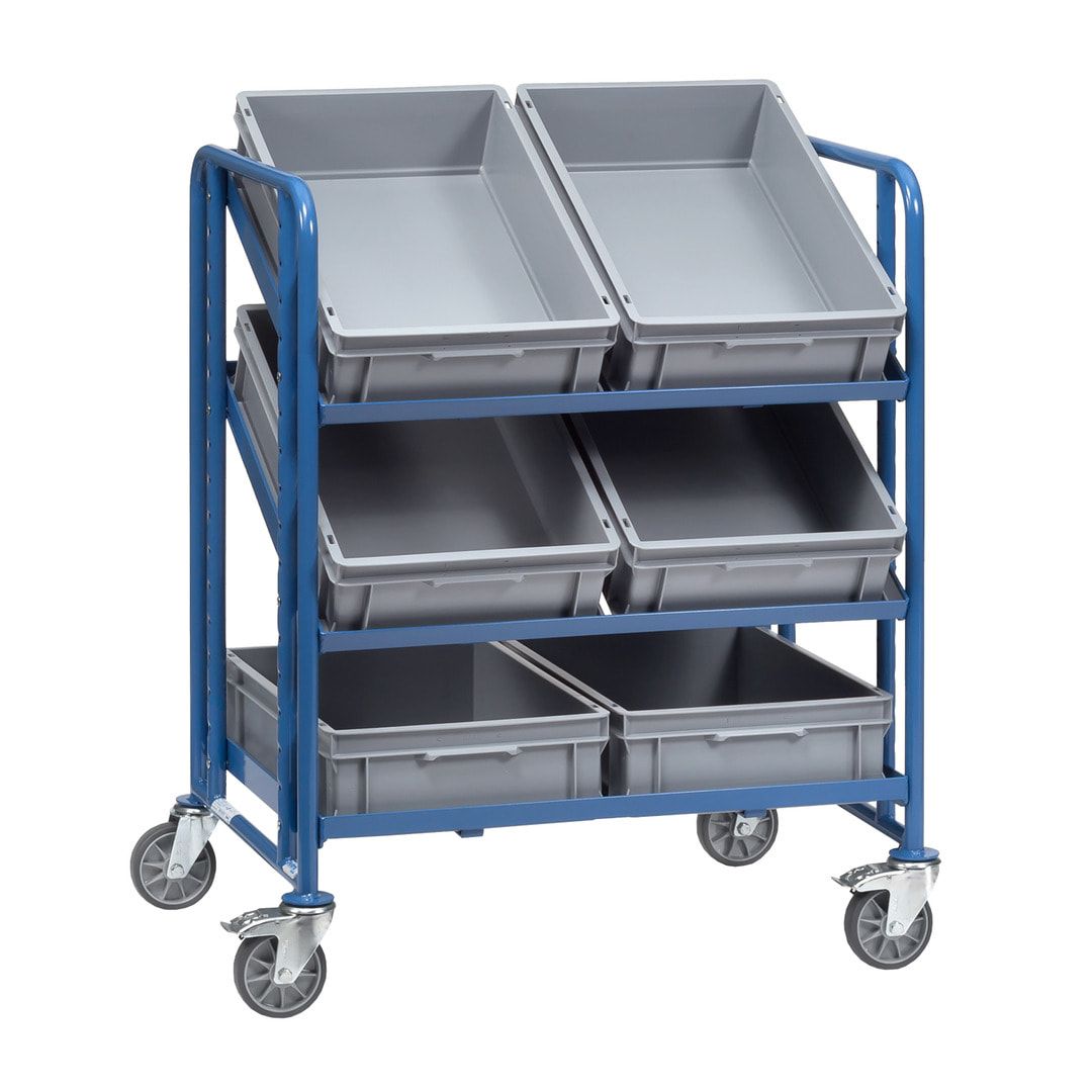 Fetra - Etagenwagen für 6 Eurokästen - 250 kg - 1.101 x 935 x 666 mm (HxBxT)
