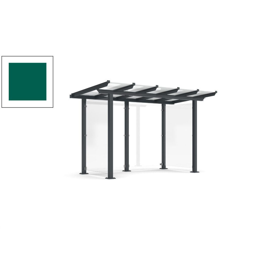 Unterstand mit Pultdach und Sicherheitsglas - feuerverzinkt und farbbeschichtet - 2.435 x 3.850 x 2.090 (HxBxT) - Farbe Achatgrau