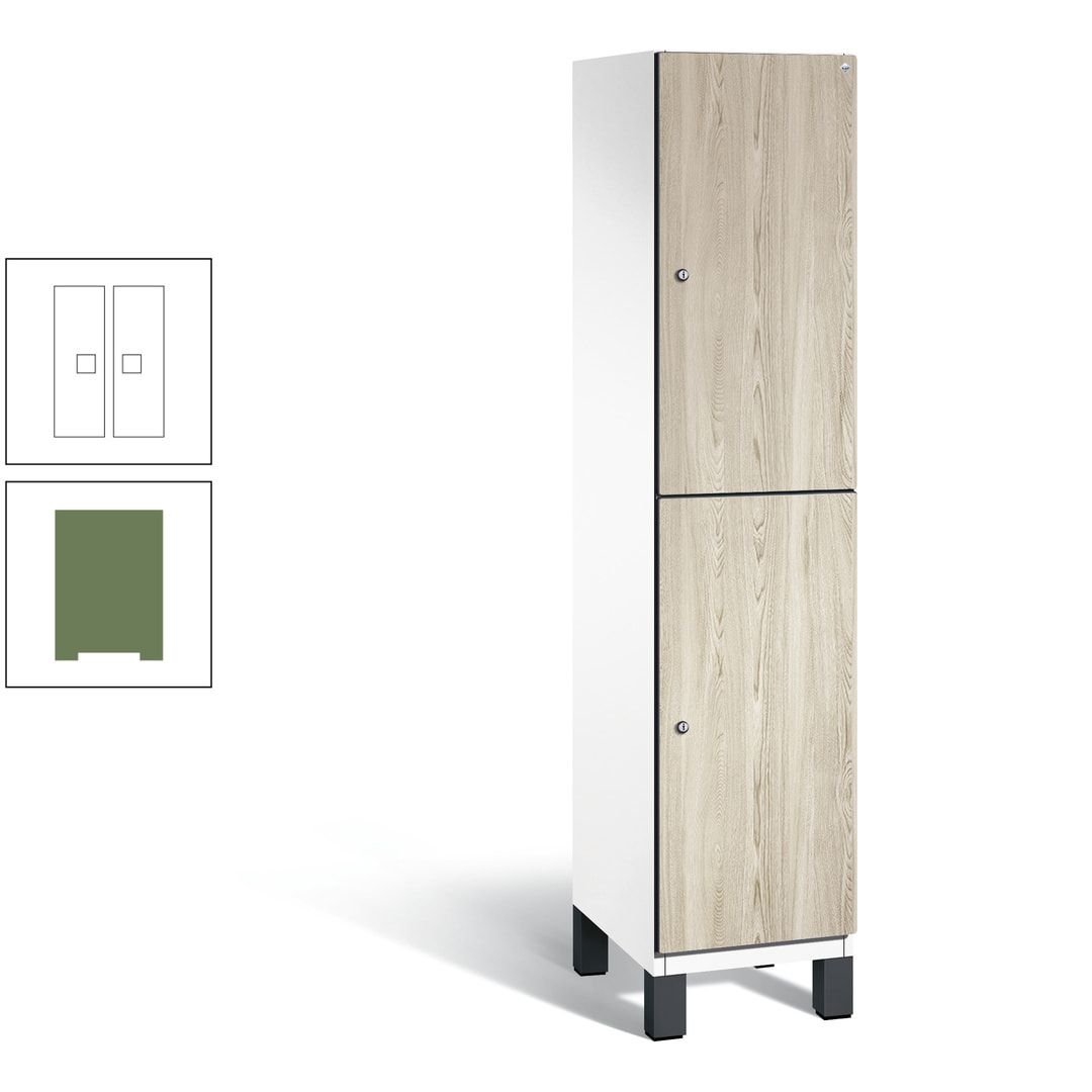 Fächerschrank, Garderobenschrank, mit Füßen, 1 Abteile, 1.980 x 400 x 525 mm (HxBxT), Korpus anthrazitgrau, Tür Donau-Ahorn