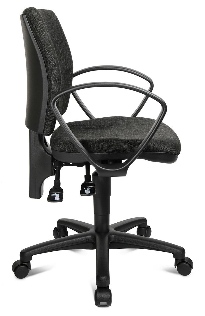 Bürodrehstuhl, stufenlos verstellbar, Sicherheitsdoppelrollen, Formpolster, bis 110 kg, 1.030 x 460 x 450 mm (HxBxT), Gestell schwarz, Sitz anthrazit