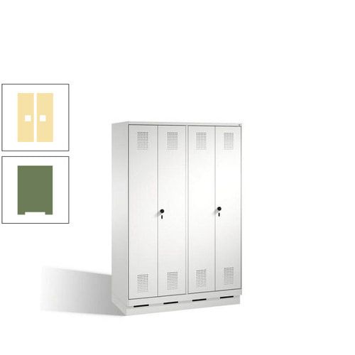 Doppel-Spind, Doppeltüren, Garderobenschrank mit Sockel, 4 Abteile a 300 mm, Korpus anthrazitgrau, Tür anthrazitgrau, 1.800 x 1.200 x 500 mm (HxBxT)