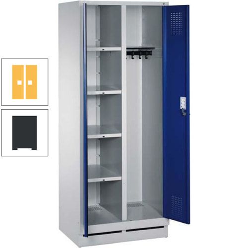 Mehrzweckschrank, Doppeltüren, Füße, 2 Abteile a 300 mm, Korpus anthrazitgrau, Tür anthrazitgrau, 1.800 x 600 x 500 mm (HxBxT)