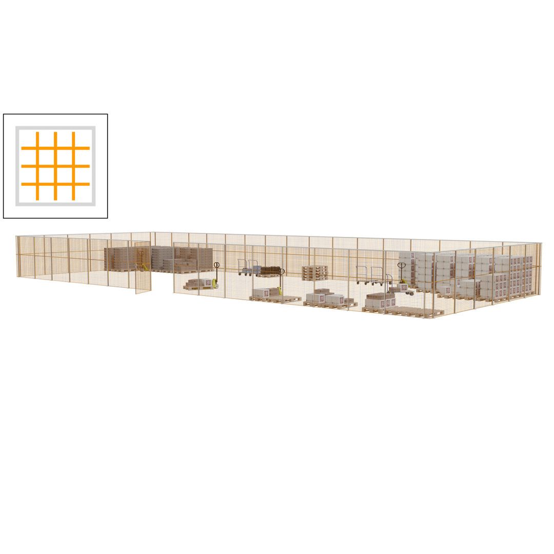 Maschinen Schutzgitter - Hallentrennwand - Sicherheitszaun - Tür - 66 m - 2.200 x 24.400 x 9.400 mm (HxBxT) - enzianblau