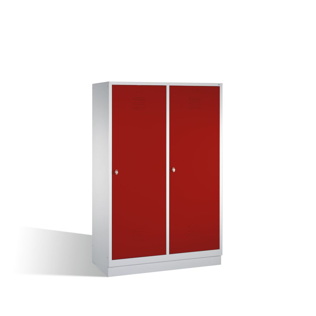Doppel-Spind mit Großtüren, Garderobenschrank mit Sockel, 4 Abteile a 300 mm, Korpus anthrazitgrau, Tür anthrazitgrau, 1.800 x 1.190 x 500 mm (HxBxT)