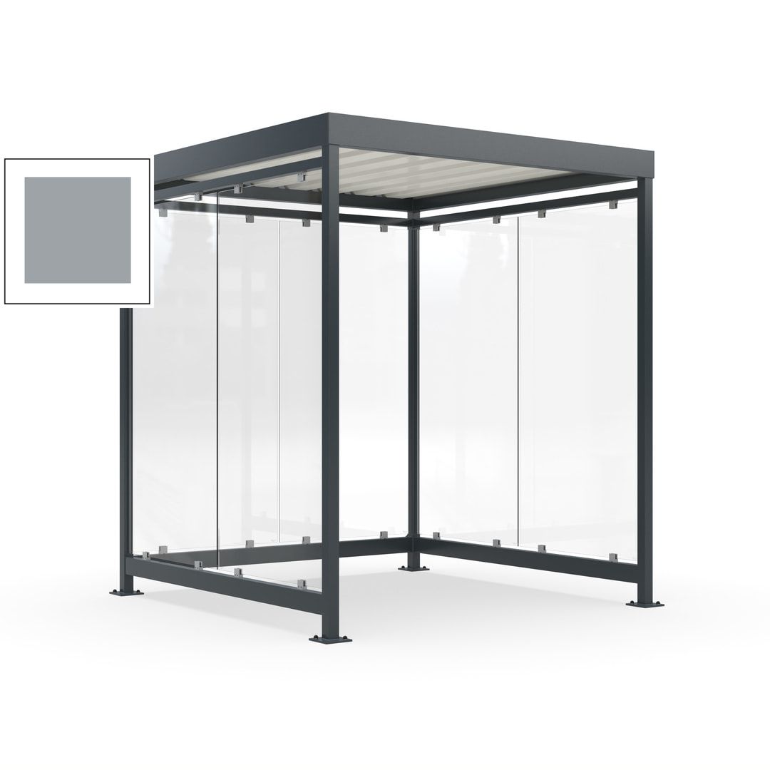 Raucherunterstand, Bushaltestelle, 6-7 Personen, 6 Wände, 2.510 x 2.165 x 2.165 mm (HxBxT), Achatgrau