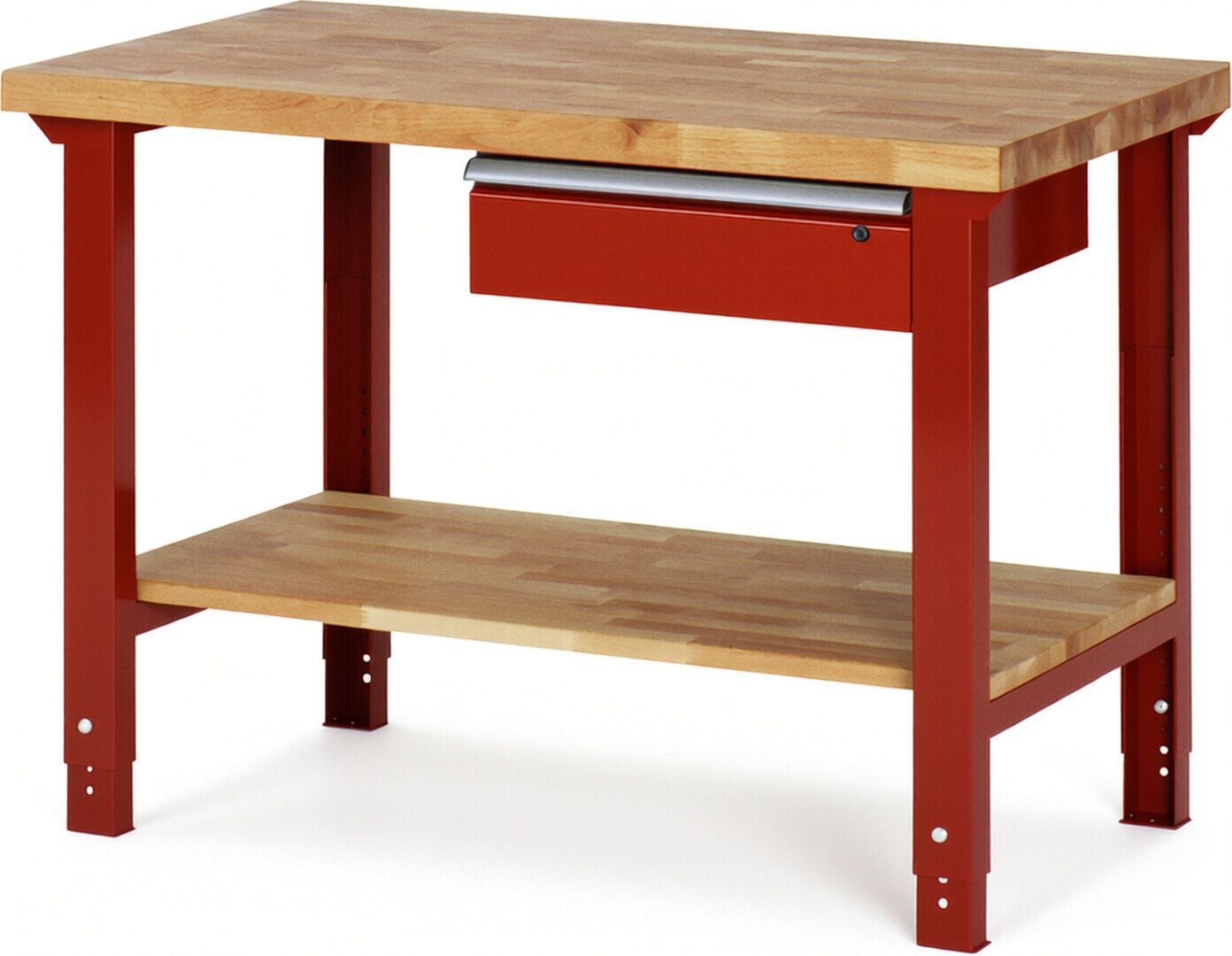 Werkbank mit Ablage - 1 Schublade - 150:1 - höhenverstellbar 790 - 1.140 mm - 1.250 x 700 mm (BxT) - 750 kg - Buche - Anthrazitgrau