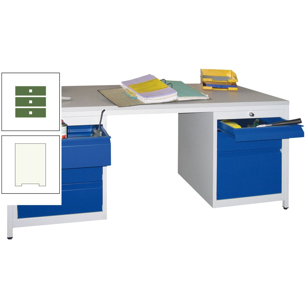 Meisterschreibtisch - 6 Schubladen, 75 / 125 / 150 / 175 / 300 mm - 720 x 1.700 x 800 mm (HxBxT) - anthrazitgrau