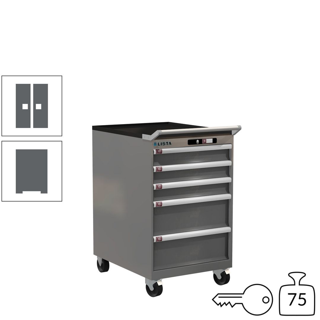 Lista Schubladenschrank - 14.397.010 - 990 x 564 x 725 mm (HxBxT) - 5 Schubladen - 75 kg - Key Lock - lichtblau (RAL 5012)