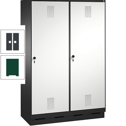 Doppel-Spind, Garderobenschrank, 2 Türen für 4 Abteile a 300 mm, Korpus anthrazitgrau, Türen anthrazitgrau, 1.800 x 1.200 x 500 mm (HxBxT)